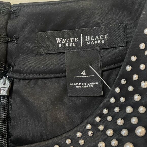 WHBM Black Formal Dress Size 4 Knee-Length Sleeveless Pearl Beaded Neckline - Picture 5 of 5